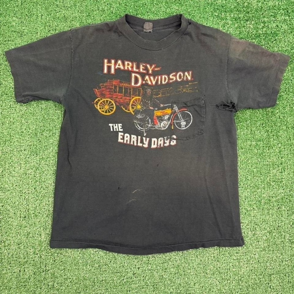 Vintage 1980s Harley Davidson Distressed Tshirt single stitch